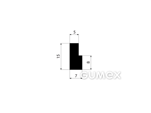 Pryžový profil tvaru "L", 15x7/8mm, 45°ShA, EPDM, -40°C/+100°C, černý